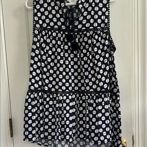 Navy Blue and White Sleeveless Top